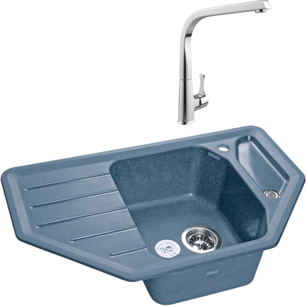 Комплект Мойка GranFest Corner C-800 E графит + Смеситель MEGA Mega