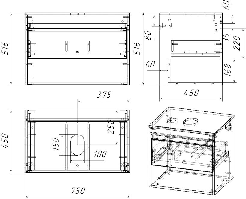 Тумба с раковиной Teymi Ritta 75 дуб эврика, матовая белая, раковина Helmi Mini 24