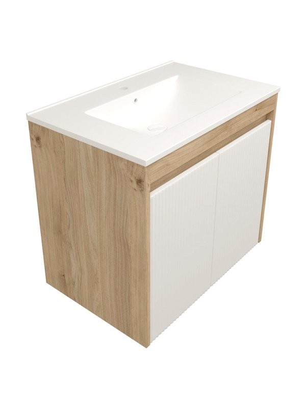 Тумба с раковиной Teymi Netta 70 дуб, белая волна