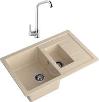 Комплект Мойка GranFest Quadro Q-775KL кашемир + Смеситель MEGA Ege MG-PL10 хром Комплект Мойка GranFest Quadro Q-775KL кашемир + Смеситель MEGA Ege MG-PL10 хром