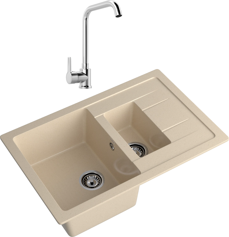 Комплект Мойка GranFest Quadro Q-775KL кашемир + Смеситель MEGA Ege MG-PL10 хром