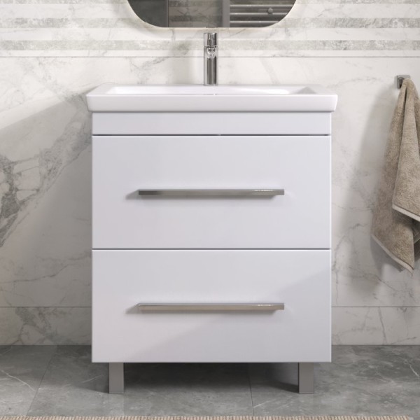 Тумба с раковиной Vigo Land 70 напольная, белая, раковина Como 70