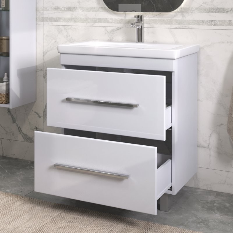 Тумба с раковиной Vigo Land 70 напольная, белая, раковина Como 70