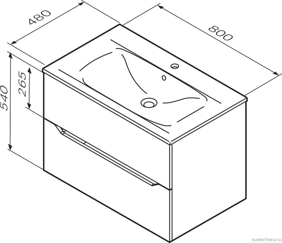 Тумба под раковину без столешницы AM.PM Tender 80 подвесная, белая