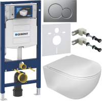 Комплект Унитаз подвесной GSG Like LKWCSO000 безободковый, белый глянец + Крышка LKCOPRSLTICR000 с микролифтом, белый глянец + Инсталляция Geberit Duofix UP 320 111.300.00.5 + Кнопка Sigma 01 115.770.JQ.5 лакированная, матовый хром + Крепления 111.815.00.