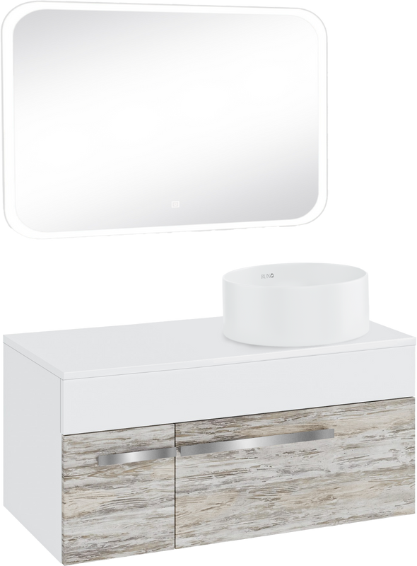 Мебель для ванной комнаты Runo Вудлайн 100 скандинавский дуб, раковина Palla 40