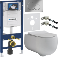 Комплект Унитаз подвесной Kerasan Flo + Крышка slim 319101 с микролифтом + Инсталляция Geberit Duofix UP 320 111.300.00.5 + Кнопка Sigma 01 115.770.21.5 хром + Крепления 111.815.00.1 к стене + Звукоизоляция