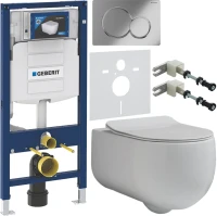 Комплект Унитаз подвесной Kerasan Flo + Крышка slim 319101 с микролифтом + Инсталляция Geberit Duofix UP 320 111.300.00.5 + Кнопка Sigma 01 115.770.21.5 хром + Крепления 111.815.00.1 к стене + Звукоизоляция