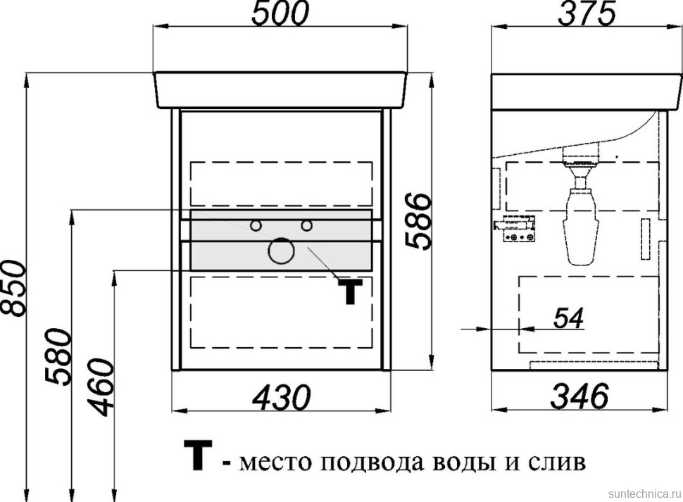 Тумба с раковиной Aqwella City 50 дуб балтийский