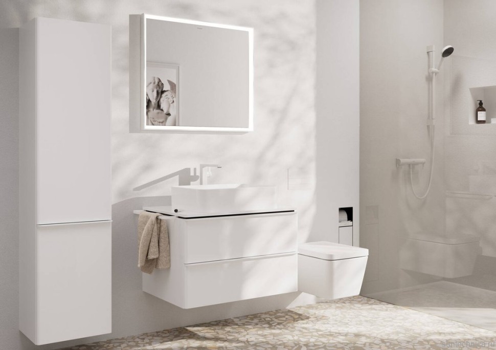 Смеситель для раковины Hansgrohe Tecturis E 240 Fine 73070700 матовый белый