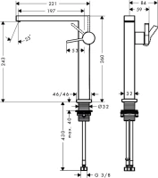 Смеситель для раковины Hansgrohe Tecturis E 240 Fine 73070700 матовый белый Смеситель для раковины Hansgrohe Tecturis E 240 Fine 73070700 матовый белый