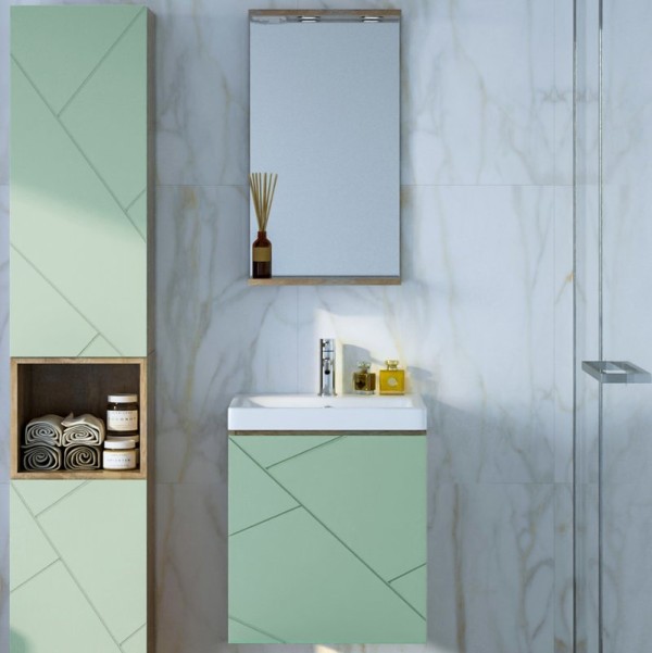 Мебель для ванной комнаты Бриклаер Кристалл 50 фисташка, дуб гранж песочный