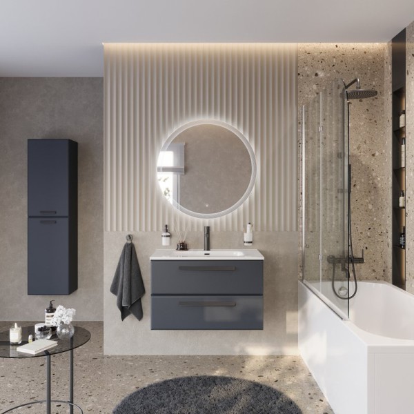 Мебель для ванной комнаты Cezares Eco Cer-N 80 grafito, раковина Duet 80, ручки матовые черные