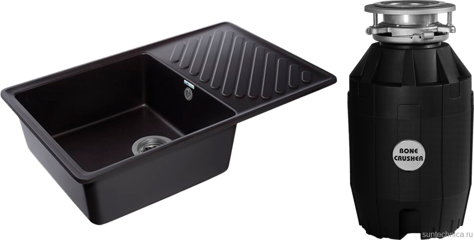 Комплект Мойка GranFest Quarz Z 52 черная + Измельчитель Bone Crusher BC 810-AS