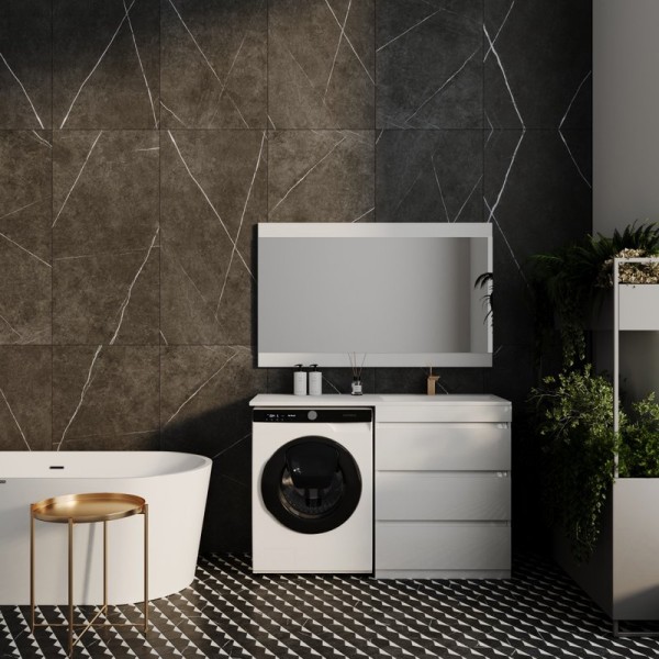 Мебель для ванной комнаты Style Line Даллас 130 Люкс Plus напольная, белая, 3 ящика R