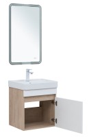 Мебель для ванной комнаты Aquanet Оптима 50 подвесная, дуб светлый, белый сатин