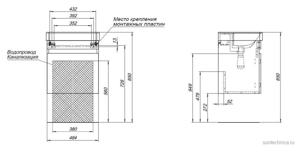 Мебель для ванной комнаты Aquanet Оптима 50 подвесная, дуб светлый, белый сатин
