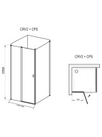 Душевой уголок Ravak Chrome CRV2-120+CPS-80 профиль блестящий, стекло прозрачное Transparent