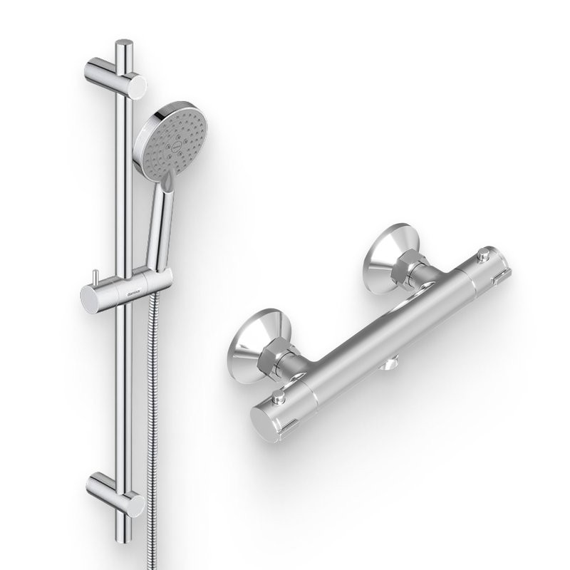 Душевой комплект Термостат Damixa Jupiter 776000000 для душа, хром + Гарнитур Redblu Origin One 918100000