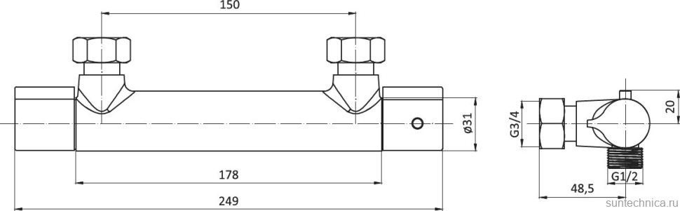 Душевой комплект Термостат Damixa Jupiter 776000000 для душа, хром + Гарнитур Redblu Origin One 918100000