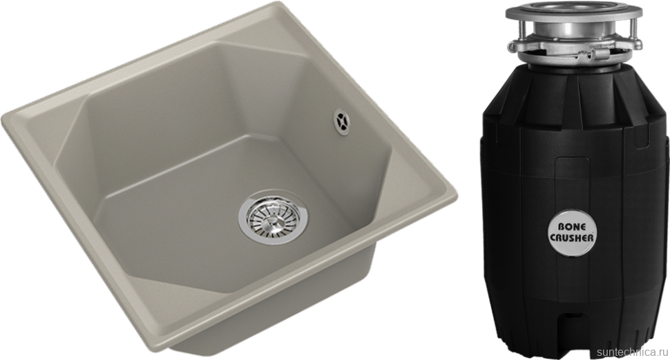 Комплект Мойка GranFest Unique U-500 топаз + Измельчитель Bone Crusher BC 810-AS