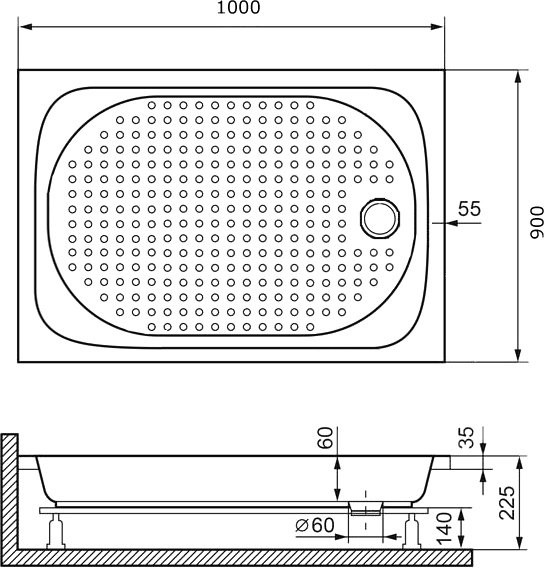 Поддон для душа RGW Lux TN 16180290-21 100x90