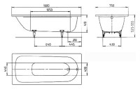 Стальная ванна Kaldewei Advantage Saniform Plus 372-1 160x75 см, пристенная, на ножках
