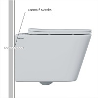 Комплект Унитаз подвесной Floe S Rimless SO безободковый, с микролифтом + Инсталляция Atom 410 с кнопкой смыва черная SoftTouch