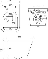 Комплект Унитаз подвесной Floe S Rimless SO безободковый, с микролифтом + Инсталляция Atom 410 с кнопкой смыва черная SoftTouch
