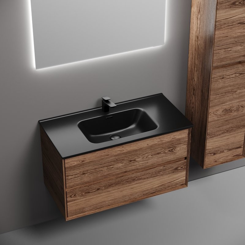 Тумба с раковиной Sancos Marmi 2.0 90 дуб чарльстон, раковина CN7002MB