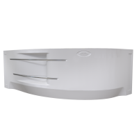 Акриловая ванна Radomir Ирма Релакс 150x95 см, угловая, правая, пристенная, с гидромассажем, белая, асимметричная, с каркасом, с экраном, с сиденьем, со сливом-переливом, с полотенцедержателем