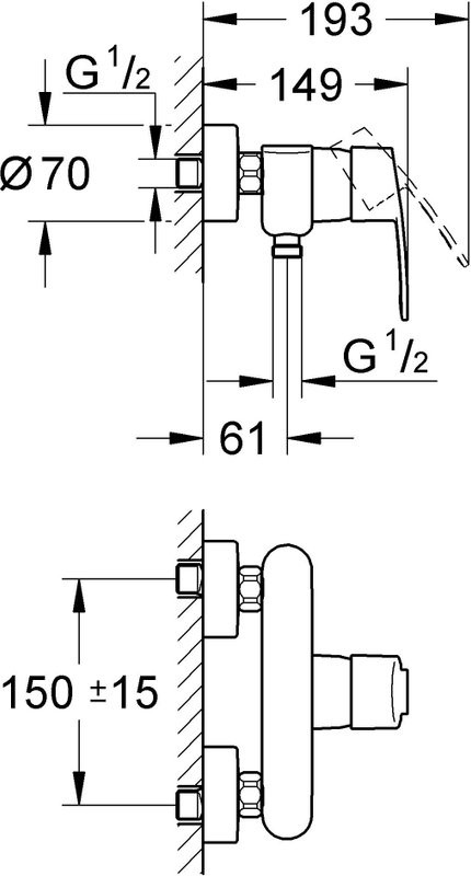 Душевой комплект Смеситель для душа Grohe Eurostyle Cosmopolitan 33590002 + Стойка Tempesta Cosmopolitan System 250 26675000