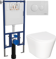 Комплект Унитаз подвесной Ceramicanova Forma CN3011 с микролифтом + Инсталляция DIWO + Кнопка 7310 белая