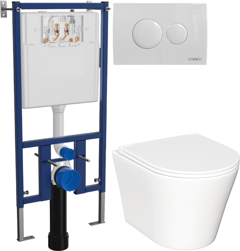 Комплект Унитаз подвесной Ceramicanova Forma CN3011 с микролифтом + Инсталляция DIWO + Кнопка 7310 белая