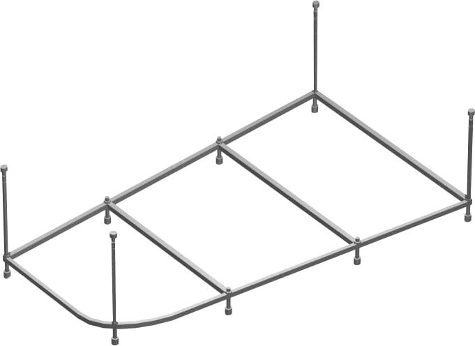 Акриловая ванна Riho Doppio R 180x130 см, угловая, правая, встраиваемая, белая, асимметричная, с каркасом, со сливом-переливом
