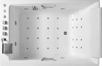 Акриловая ванна Orans 65105L0 L 180x120 см, левая, пристенная, с гидромассажем, белая, с каркасом, для двоих, с экранами, с ручками, со смесителем, со сливом-переливом, с подголовником