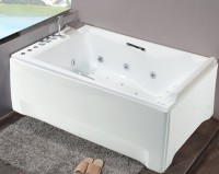 Акриловая ванна Orans 65105L0 L 180x120 см, левая, пристенная, с гидромассажем, белая, с каркасом, для двоих, с экранами, с ручками, со смесителем, со сливом-переливом, с подголовником