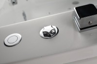 Акриловая ванна Orans 65105L0 L 180x120 см, левая, пристенная, с гидромассажем, белая, с каркасом, для двоих, с экранами, с ручками, со смесителем, со сливом-переливом, с подголовником