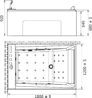 Акриловая ванна Orans 65105L0 L 180x120 см, левая, пристенная, с гидромассажем, белая, с каркасом, для двоих, с экранами, с ручками, со смесителем, со сливом-переливом, с подголовником