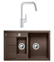 Комплект Мойка Blanco Metra 6 S Compact кофе + Смеситель Grohe Eurosmart