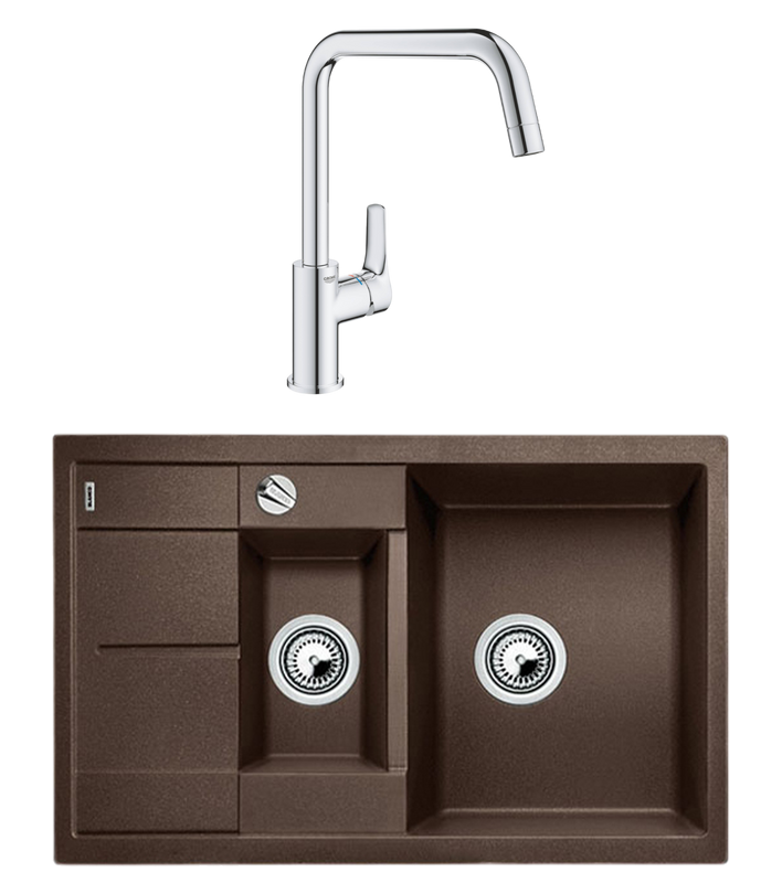 Комплект Мойка Blanco Metra 6 S Compact кофе + Смеситель Grohe Eurosmart