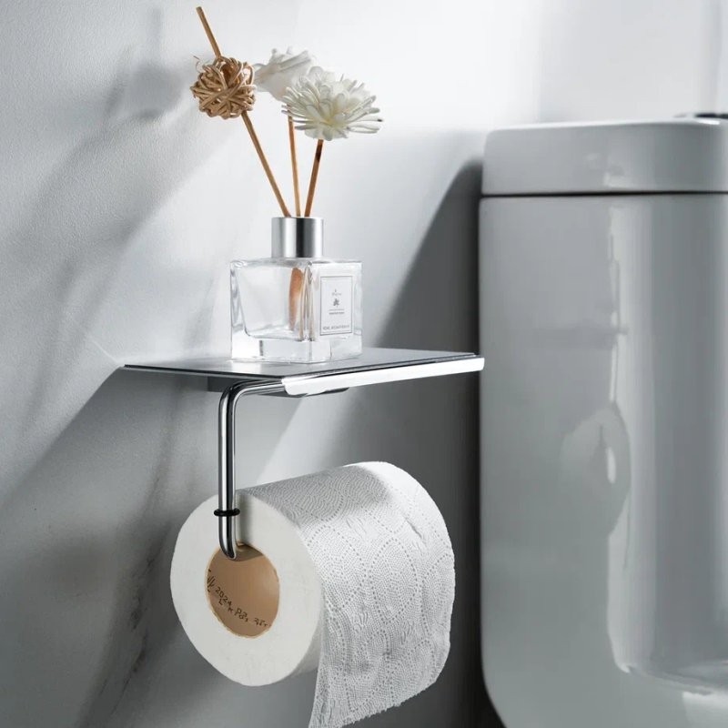 Держатель для туалетной бумаги с полочкой Shevanik SZ15, хром