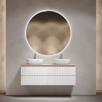 Мебель для ванной комнаты Sancos Snob R 140 bianco, столешница бежевая TT140A2X, раковина CN6009