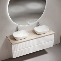 Мебель для ванной комнаты Sancos Snob R 140 bianco, столешница бежевая TT140A2X, раковина CN6009