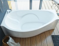 Ванна из искусственного камня Эстет Грация L 170x95 см, угловая, левая, пристенная, асимметричная, на ножках