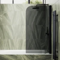 Шторка на ванну Maybahglass MGV-623-6 80x140, профиль черный, стекло графит