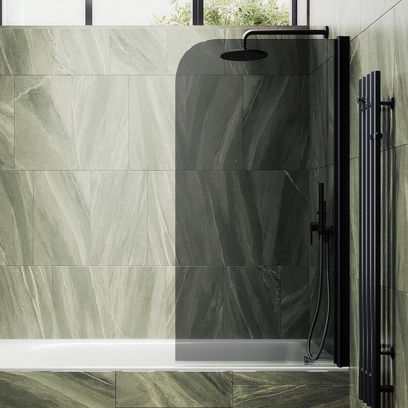 Шторка на ванну Maybahglass MGV-623-6 80x140, профиль черный, стекло графит