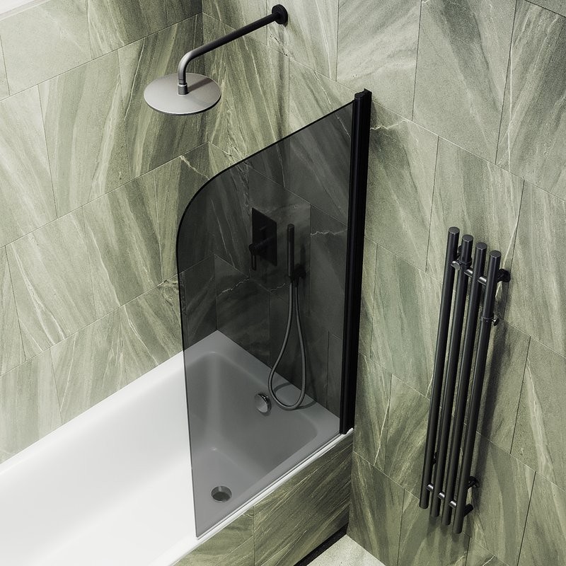 Шторка на ванну Maybahglass MGV-623-6 80x140, профиль черный, стекло графит