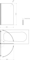 Шторка на ванну Maybahglass MGV-623-6 80x140, профиль черный, стекло графит