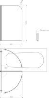 Шторка на ванну Maybahglass MGV-623-6 80x140, профиль черный, стекло графит